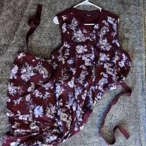 Wine and White Floral Dress